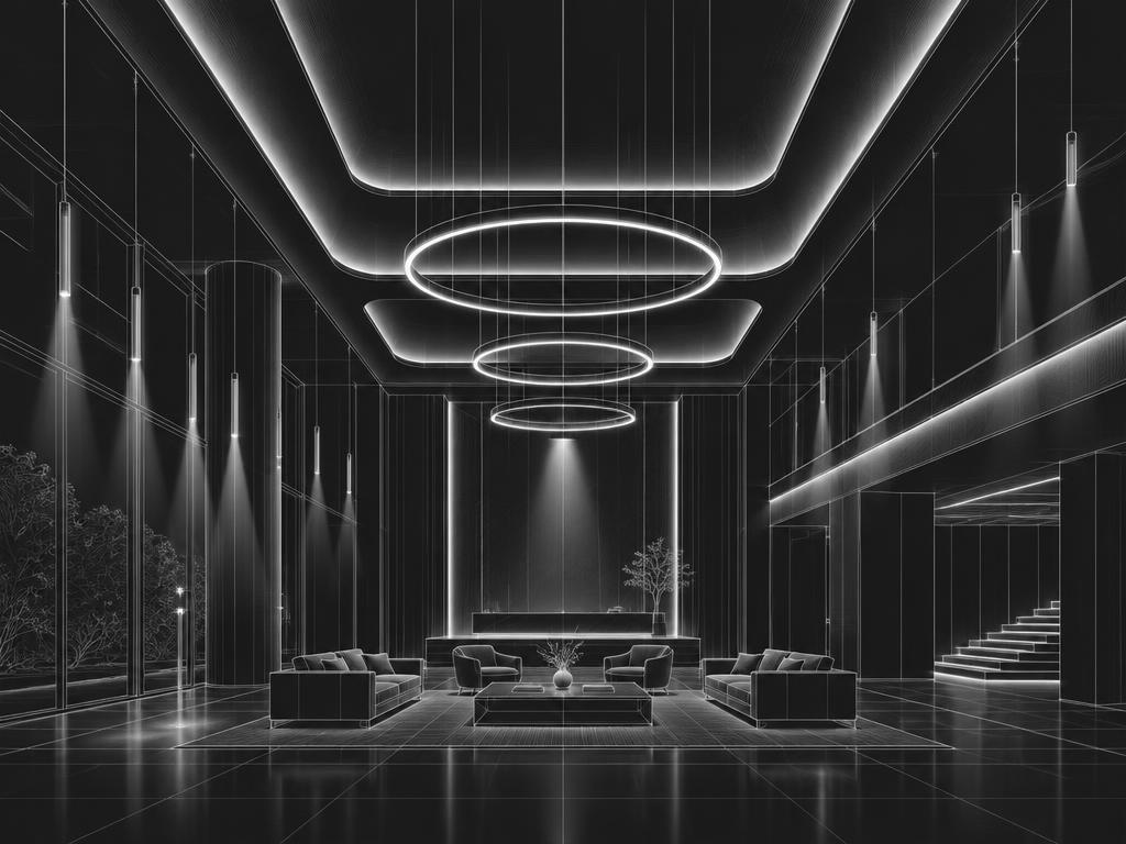 Illustrazione concettuale di un ambiente con illuminazione architettonica