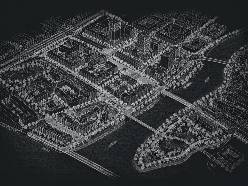 Illustrazione concettuale di una pianificazione urbana