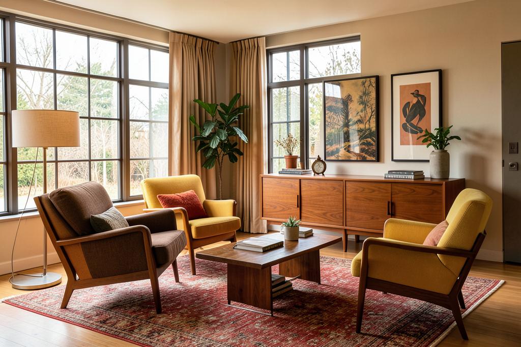 Interno in stile Mid-Century Modern